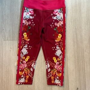 Johnny Was Red Floral Leggings